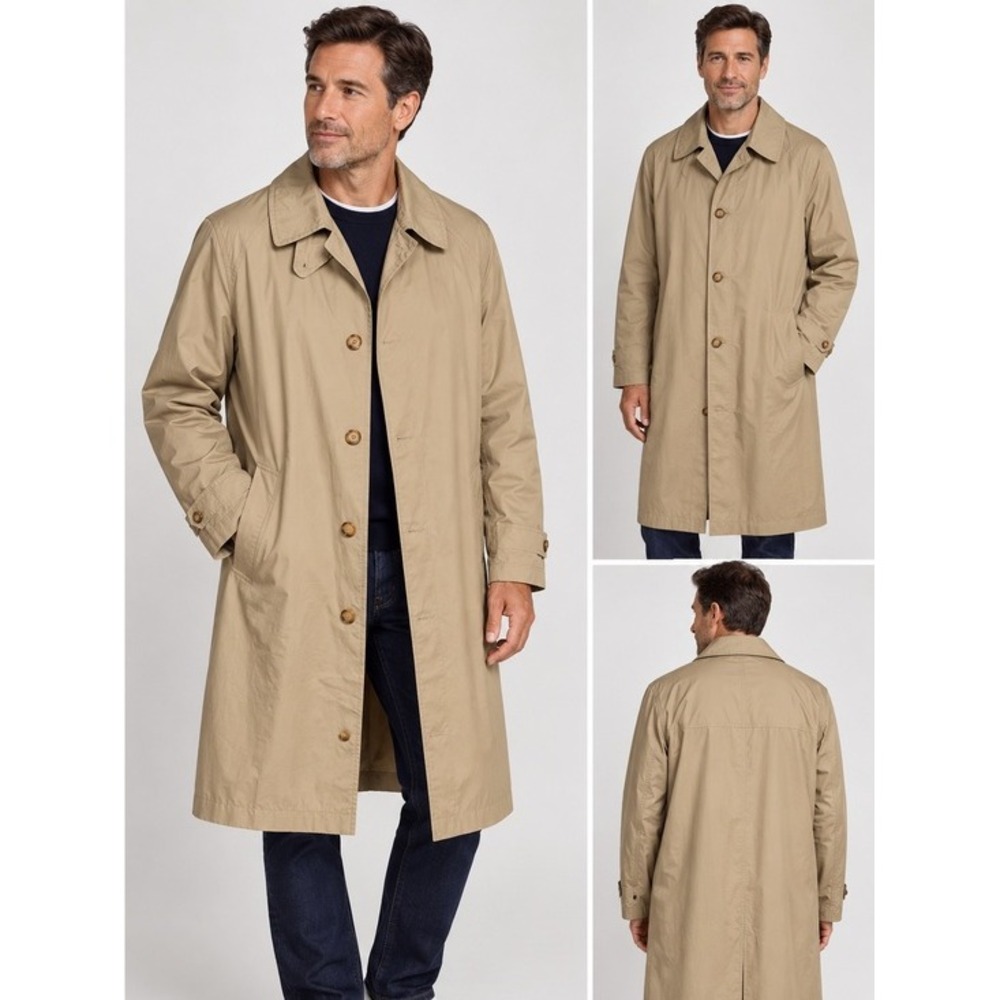 NAUTICA. Men's Rainwear/coat. Vintage Trench Coat. 100% Cotton. Full Length .L.